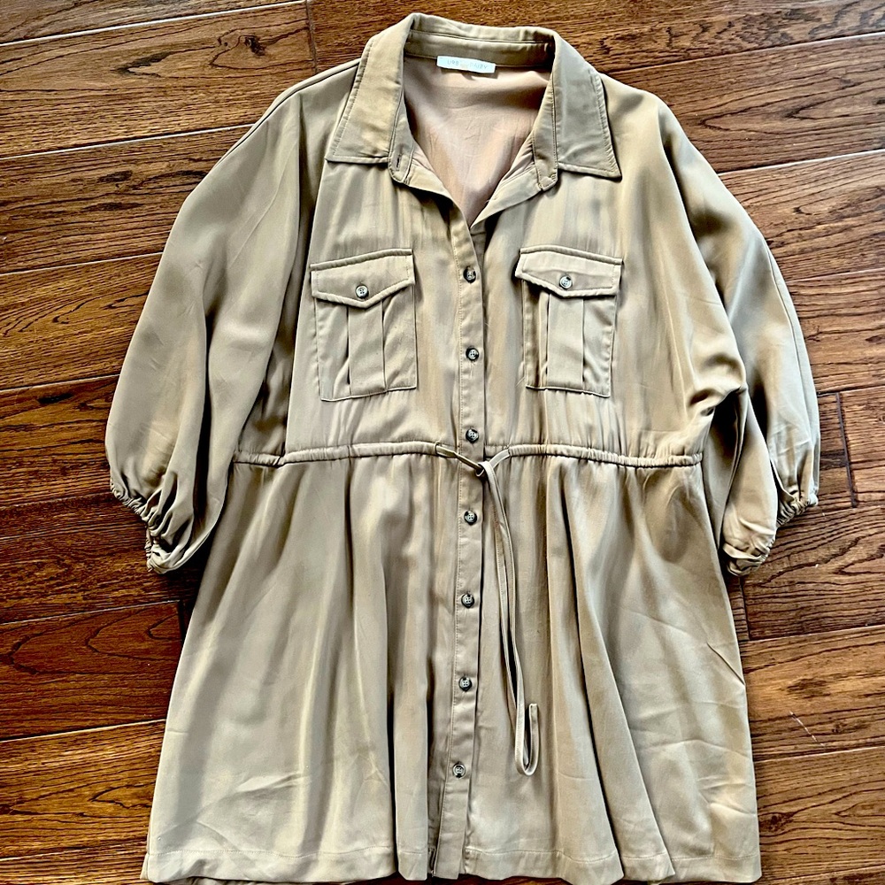 Women's Tan Button-Up Dress